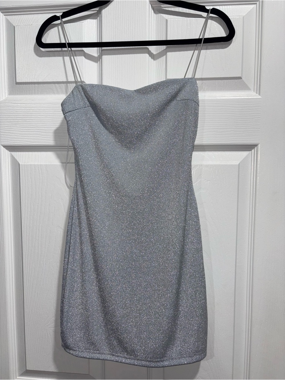 Silver Shimmer Cowl Neck Mini Dress